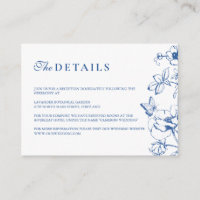Elegant Royal Blue Floral Garden Wedding Details