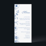 Elegant Royal Blue Floral Garden Wedding Flat Menu<br><div class="desc">Floral royal blue wedding menu.</div>