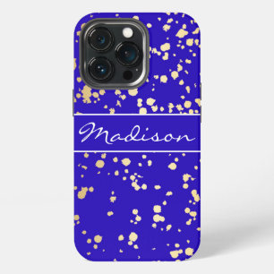 Elegant Royal Blue Gold Glitter iPhone 13 Pro Case