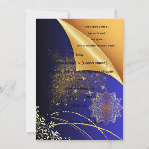 Elegant Royal blue & Gold IndianWedding  Invitation