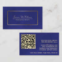 Elegant Royal Blue & Gold Professional QR Code