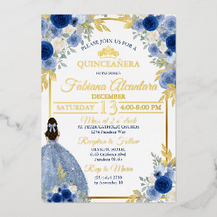 Elegant Royal Blue & Gold Rose Quinceañera