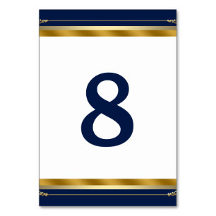 Elegant Royal Blue Gold Wedding Table Number