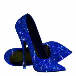 Elegant Royal Blue High Heel Shoes Standing Photo Sculpture
