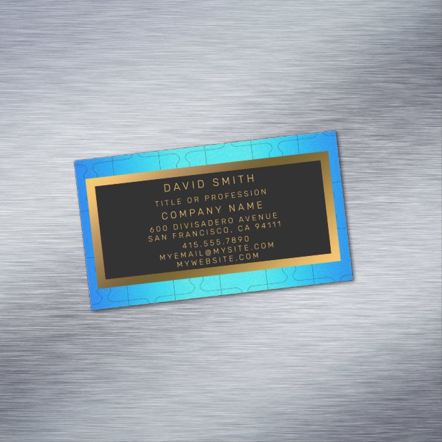 Elegant Royal Blue Metal Magnetic Business Card (In Situ)