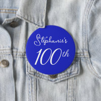 Elegant Royal Blue Monogram 100th Birthday Party