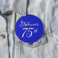 Elegant Royal Blue Monogram 75th Birthday Party