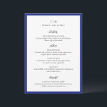 Elegant Royal Blue Monogram Modern Wedding Menu<br><div class="desc">Modern wedding menus featuring a clean design with serif and script fonts.</div>