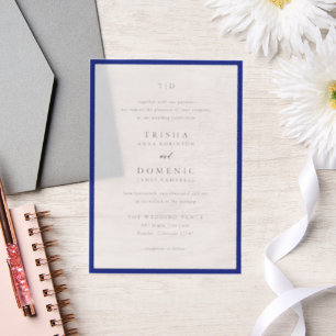 Elegant Royal Blue Monogram Modern Wedding Vellum Invitations