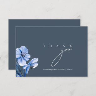 Elegant Royal Blue Opulence Floral Wedding Thank You Card