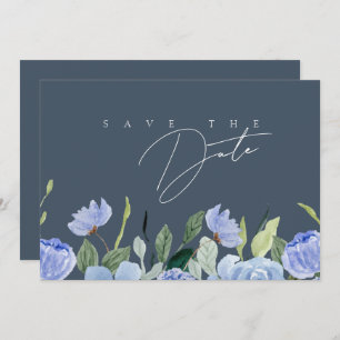 Elegant Royal Blue Opulence Wildflowers Wedding Save The Date