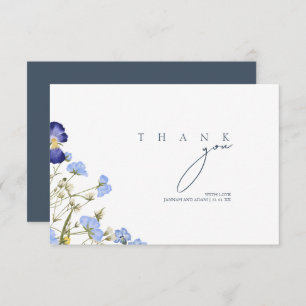Elegant Royal Blue Opulence Wildflowers Wedding Thank You Card