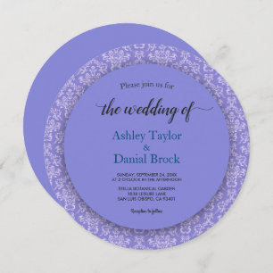 Elegant Royal Blue Ornate Chic Damask Wedding Invitation