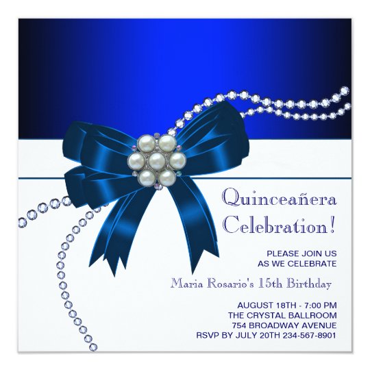 Elegant Royal Blue Quinceanera Invitations