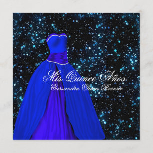 Elegant Royal Blue Quinceanera Invitations