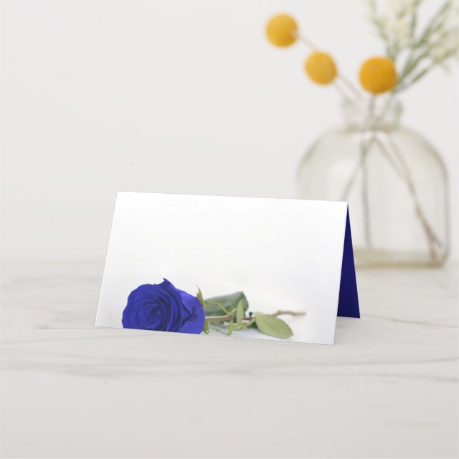 Elegant Royal Blue Rose Blank DIY Print Wedding Place Card (Front)