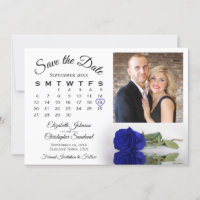 Elegant Royal Blue Rose Calendar & Photo Wedding