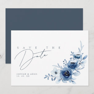 Elegant Royal Blue Rose Floral Wedding Save the Date