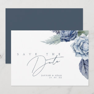 Elegant Royal Blue Rose Floral Wedding Save the Date