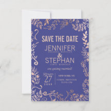 Elegant Royal Blue Rose Gold Floral Wedding