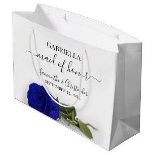 Elegant Royal Blue Rose Maid of Honour Wedding Large Gift Bag