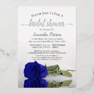 Elegant Royal Blue Rose & Silver Bridal Shower