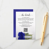 Elegant Royal Blue Rose Wedding Details QR Code