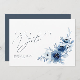 Elegant Royal Blue Roses Floral Wedding Save The Date