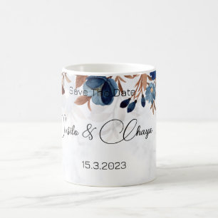 elegant Royal Blue Rustic  modern savethedate.  Coffee Mug