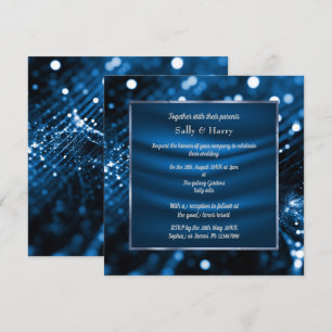 ELEGANT ROYAL BLUE SATIN DIAMOND WEDDING INVITATION
