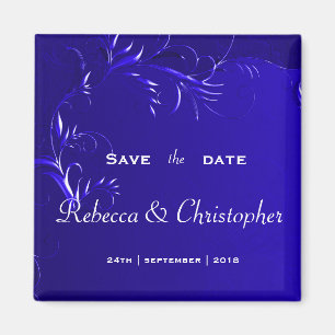 Elegant Royal Blue Save the Date Magnet