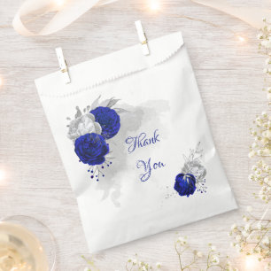 elegant royal blue silver flowers wedding favour b bags