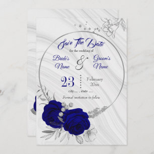 elegant royal blue silver grey  save the date