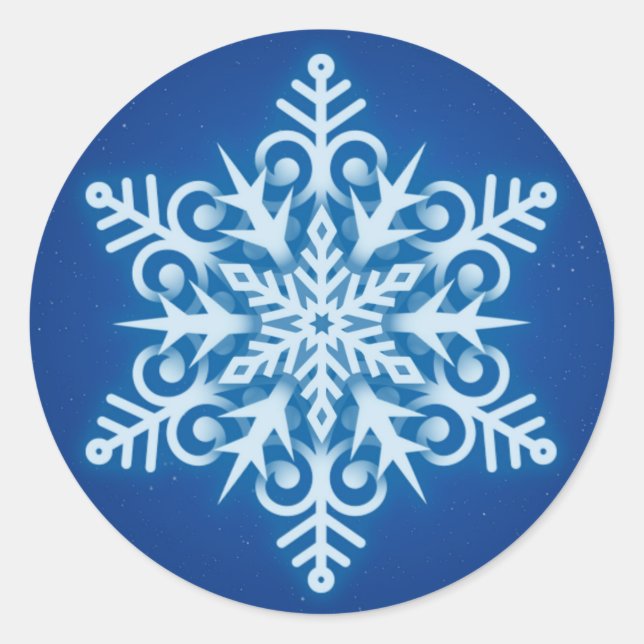 Elegant Royal Blue Snowflake Christmas Classic Round Sticker (Front)