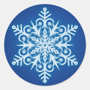 Elegant Royal Blue Snowflake Christmas Classic Round Sticker