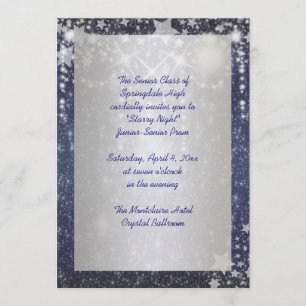 Elegant Royal Blue Starry Night Prom Invitation