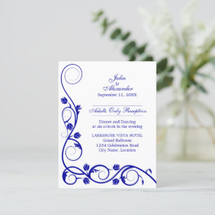 Elegant Royal Blue Swirls Reception Invitation
