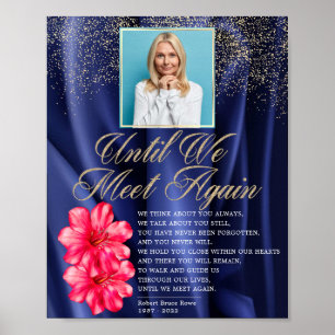 Elegant Royal Blue Velvet Floral Funeral Poem Sign