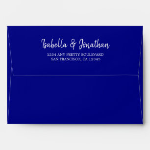 elegant royal blue wedding envelope