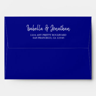 elegant royal blue wedding envelope