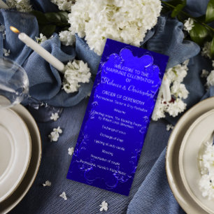 Elegant Royal Blue Wedding Program Programme