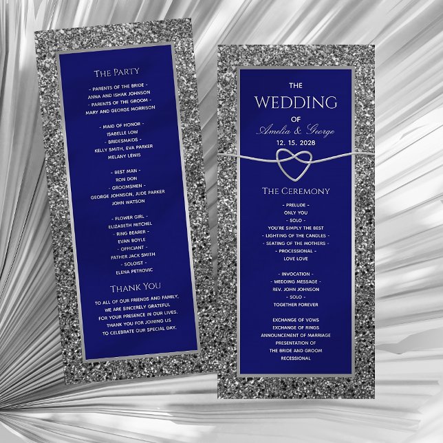 Elegant Royal Blue Wedding Program Programme (Creator Uploaded)
