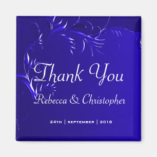 Elegant Royal Blue Wedding Thank You Magnet