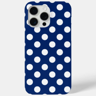 Elegant Royal Blue With Big White Polka Dots iPhone 15 Pro Max Case