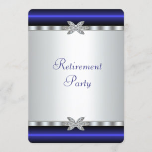 Elegant Royal Blue Womans Retirement Party Invitation