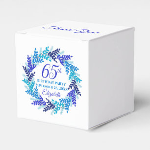 Elegant Royal Blue Wreath 65th Birthday Party Favour Box