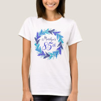 Elegant Royal Blue Wreath Monogram 85th Birthday