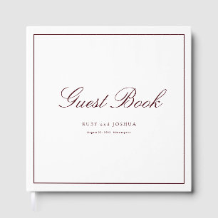 Elegant Royal Burgundy Scripted Font Wedding Guest Book