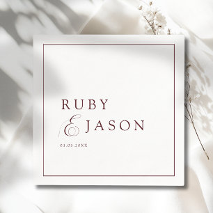 Elegant Royal Burgundy & White Script Wedding Napkin