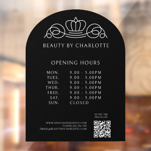 Elegant, Royal, Business, Opening Hours & QR Code Window Cling